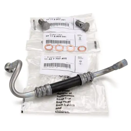 ORIGINAL BMW Oil Line Turbocharger + Gasket + Screw Set 1 Series 3 Series E90 5 Series E60 X1 E84 X3