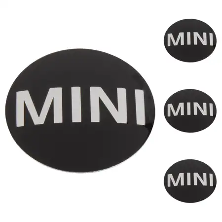 4x ORIGINAL MINI Emblem Logo Felgenaufkleber Kappe &Oslash; 45mm R50 R53 R52 6767399