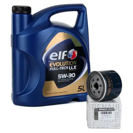 5L elf Evolution Full-Tech LLX 5W30 Motor&ouml;l ORIGINAL RENAULT &Ouml;lfilter 8200768927