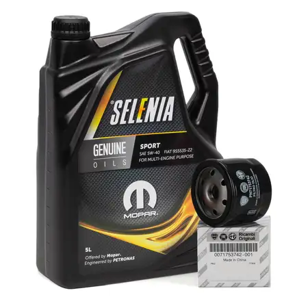 5L SELENIA Motor&ouml;l &Ouml;l SPORT 5W40 + ORIGINAL Alfa Romeo Fiat &Ouml;lfilter 71753742