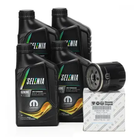 4L PETRONAS SELENIA Motor&ouml;l &Ouml;l WR FORWARD 0W30 + ORIGINAL Fiat &Ouml;lfilter 55242758