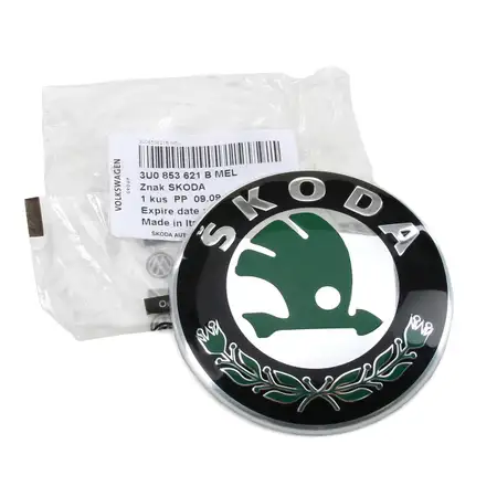 ORIGINAL Skoda Emblem Plakette Fabia Octavia Rapid Roomster Superb Yeti vorne