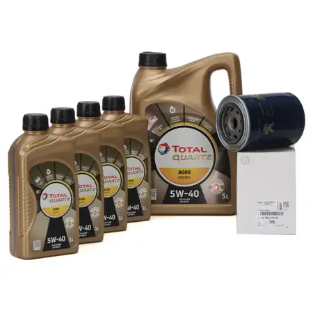 9L 9 Liter TOTAL QUARTZ 9000 ENERGY 5W-40 + ORIGINAL PSA &Ouml;lfilter 1606267580