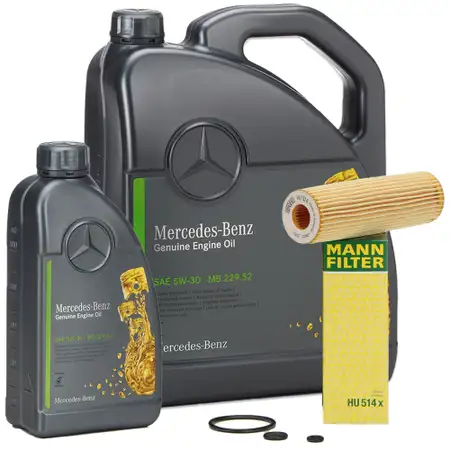 6L ORIGINAL Mercedes 5W-30 MB 229.52 engine oil + MANN oil filter W203 W204 W211 W212 M271