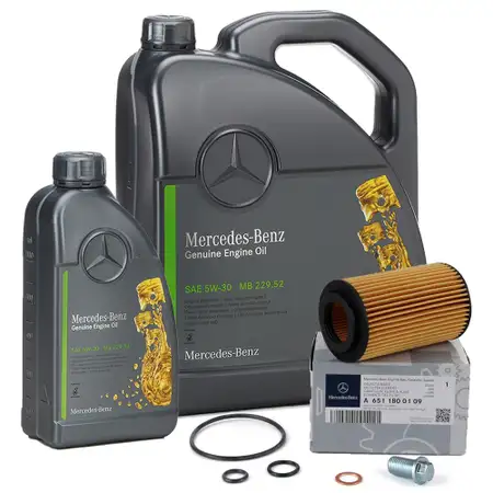 6L ORIGINAL Mercedes 5W-30 MB 229.52 Engine Oil + Oil Filter A-/B-/C-/E-CLASS OM651