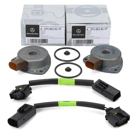 2x ORIGINAL Mercedes-Benz Zentralmagnet Nockenwelle + &Ouml;l-Stop-Adapterkabel M271