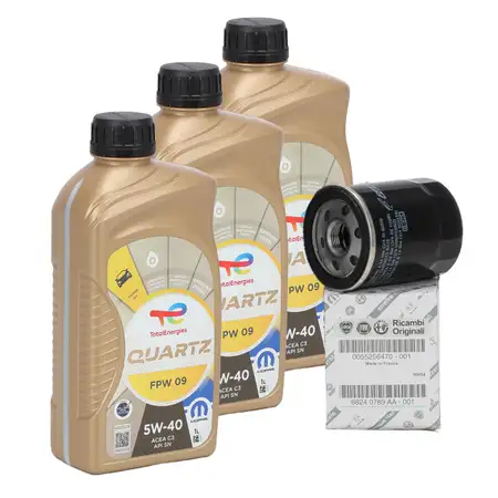 3L ORIGINAL Mopar TOTAL QUARTZ FPW 09 5W-40 Motor&ouml;l + &Ouml;lfilter 46347171