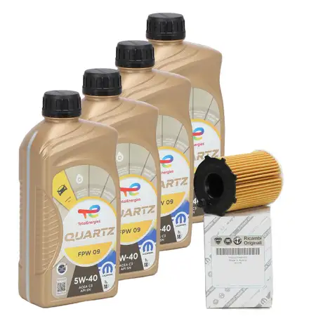 4L ORIGINAL Mopar TOTAL QUARTZ FPW 09 5W-40 Motor&ouml;l + &Ouml;lfilter 55224598