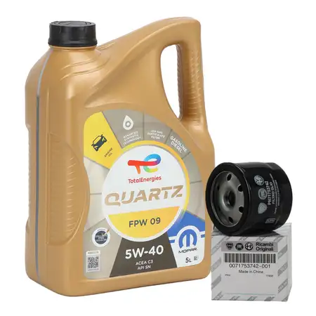 5L ORIGINAL Mopar TOTAL QUARTZ FPW 09 5W-40 Motor&ouml;l + &Ouml;lfilter 71753742