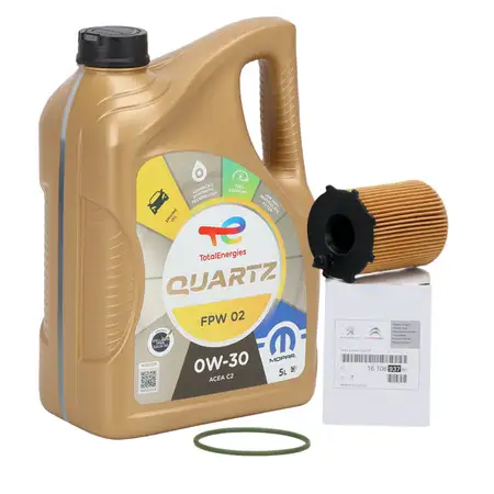 5L ORIGINAL Mopar TOTAL QUARTZ FPW 02 0W-30 Motor&ouml;l + &Ouml;lfilter 1.6 HDi/BlueHDi 1610693780