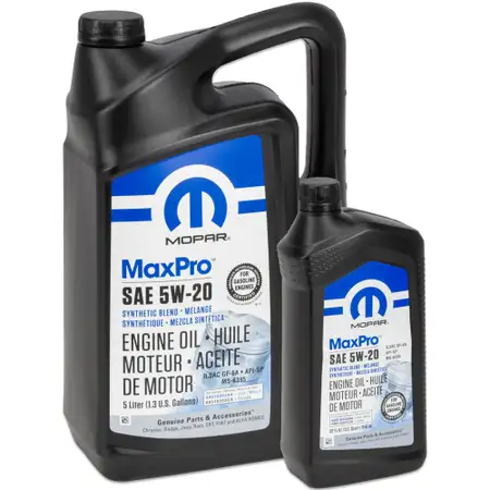 5L + 1x 946ml MOPAR 5W-20 engine oil CHRYSLER DODGE JEEP RAM FIAT ALFA ROMEO
