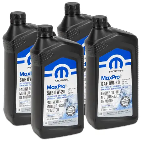 4x 946ml MOPAR 0W20 engine oil CHRYSLER DODGE JEEP RAM FIAT ALFA ROMEO K68218950AB