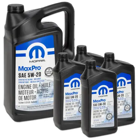 5L + 4x 946ml MOPAR 5W-20 engine oil CHRYSLER DODGE JEEP RAM FIAT ALFA ROMEO