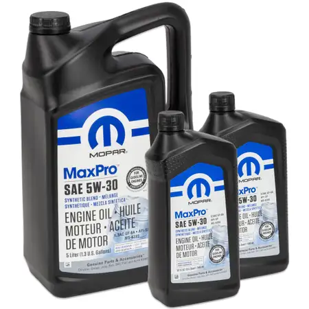 5L + 2x 946ml MOPAR 5W-30 Motor&ouml;l CHRYSLER DODGE JEEP RAM FIAT ALFA ROMEO
