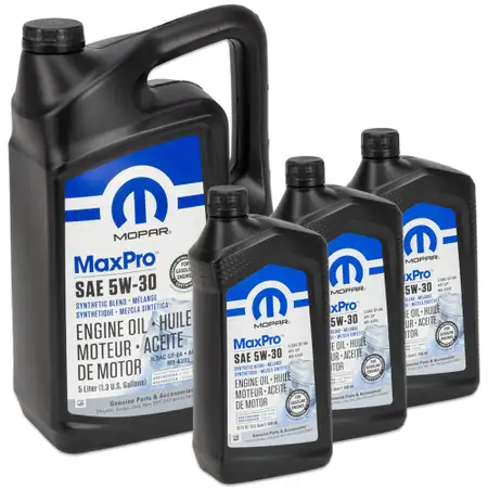 5L + 3x 946ml MOPAR 5W-30 Motor&ouml;l CHRYSLER DODGE JEEP RAM FIAT ALFA ROMEO