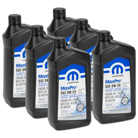 6x 946ml MOPAR 0W20 engine oil CHRYSLER DODGE JEEP RAM FIAT ALFA ROMEO K68218950AB