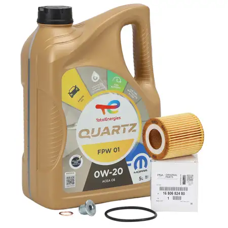 5L TOTAL QUARTZ FPW 01 0W-20 + ORIGINAL PSA OPEL MOPAR &Ouml;lfilter 1.5 BlueHDi