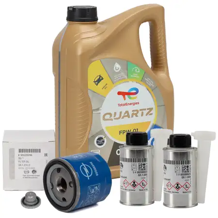 5L TOTAL QUARTZ FPW 01 0W-20 + ORIGINAL MOPAR &Ouml;lfilter 95528296 + 2x Additiv