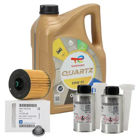 5L TOTAL QUARTZ FPW 01 0W-20 + ORIGINAL MOPAR &Ouml;lfilter 12605566 + 2x Additiv