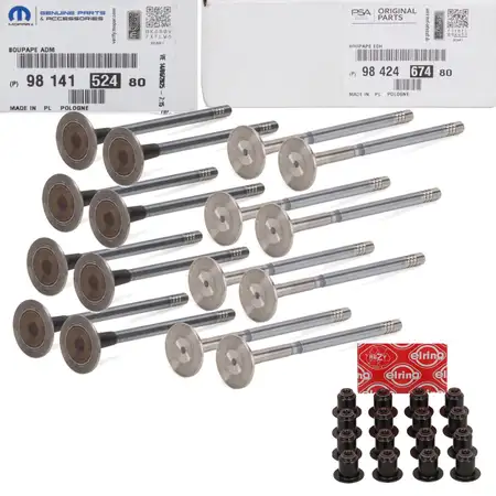 16x ORIGINAL PSA Opel MOPAR intake valve + exhaust valve + valve stem seals 1.5D