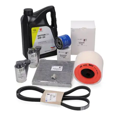 ORIGINAL Opel MOPAR Filterset + 5L 0W20 Motor&ouml;l Additiv Keilriemen Astra K 1.0 1.4 / Turbo