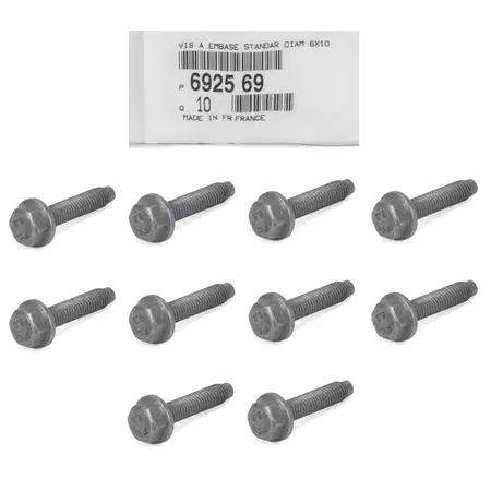 10x ORIGINAL Citroen Peugeot PSA MOPAR Schraube mit Scheibe M6x1,00x30 6925.69