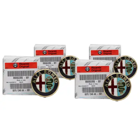 4x ORIGINAL Alfa Romeo Nabendeckel Felgendeckel &Oslash; 50 mm 146 147 156 166 60652886