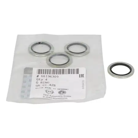 4x ORIGINAL Opel sealing ring oil drain plug ASTRA 1.6 / 1.9 / 2.0 CDTI 55196309