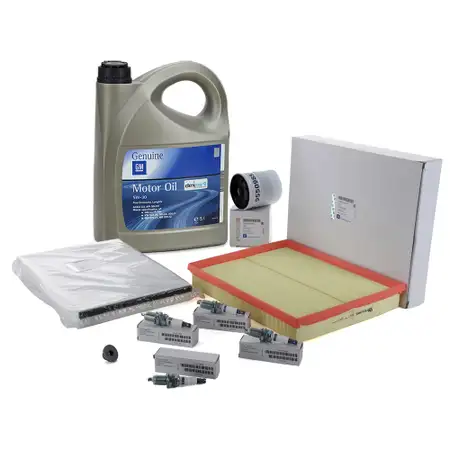 ORIGINAL Opel Filterset + 4 Z&uuml;ndkerzen + 5L Motor&ouml;l 5W30 dexos2 Astra G H 1.6-2.0 / OPC