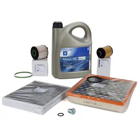 ORIGINAL Opel filter set, 4 pieces + 5L engine oil 5W30 dexos2 Insignia A 2.0 Biturbo/CDTI