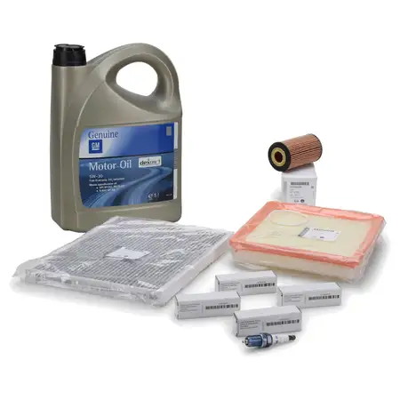 ORIGINAL Opel inspection kit + 5L 5W30 Dexos1 Gen3 engine oil + 4x spark plugs ADAM