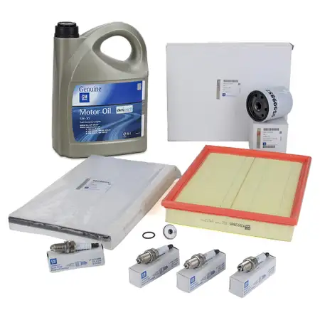 ORIGINAL Opel inspection kit + 4 spark plugs + 5 L 5W30 engine oil Astra G Zafira A