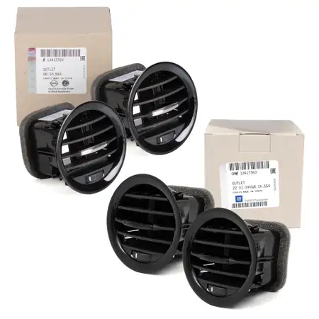 4x ORIGINAL Opel PIANO SCHWARZ Luftd&uuml;se L&uuml;ftungsd&uuml;se Armaturenbrett Corsa D