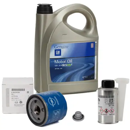 5L 5 liters ORIGINAL Opel engine oil 5W30 + oil filter 95528296 + 1x additive Astra K Insignia