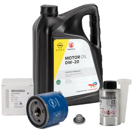 5L 5 liters ORIGINAL Opel engine oil 0W20 + oil filter 95528296 + 1x additive Astra K Insignia