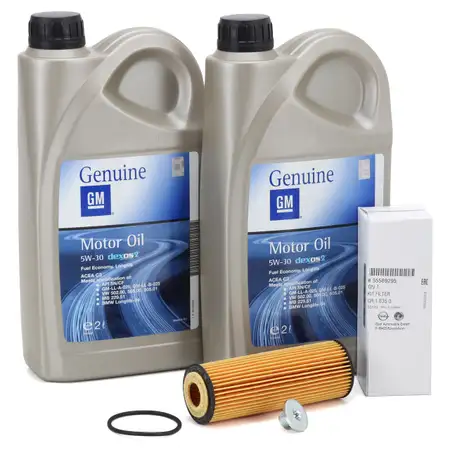 4L ORIGINAL GM Opel 5W-30 dexos2 engine oil + oil filter Corsa E 1.4 / LPG with automatic transmission