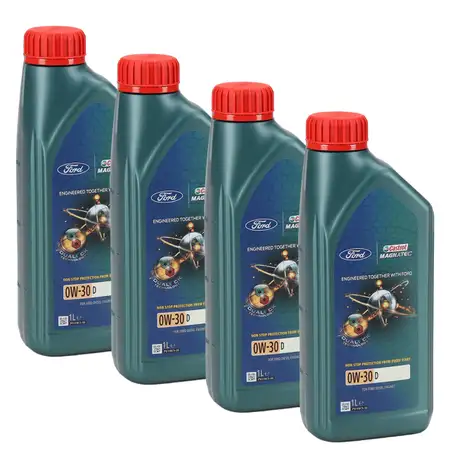 4x 1 Liter ORIGINAL Ford CASTROL Motor&ouml;l &Ouml;l D 0W30 Magnatec Professional 157C36
