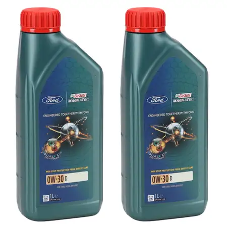 2x 1 Liter ORIGINAL Ford CASTROL Motor&ouml;l &Ouml;l D 0W30 Magnatec Professional 157C36