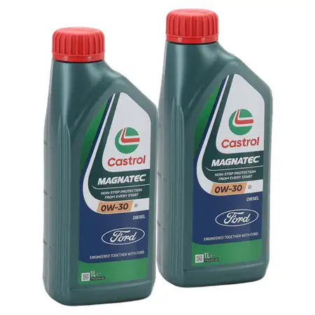 2L 2 Liter ORIGINAL Ford CASTROL MAGNATEC 0W-30 D Motor&ouml;l &Ouml;l WSS-M2C950-A 15F60B