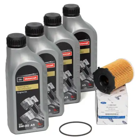 4L ORIGINAL Ford MOTORCRAFT A5 Motor&ouml;l &Ouml;l 5W30 + &Ouml;lfilter Focus Fiesta Mondeo 1.4-1.6 TDCi