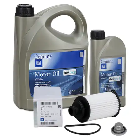 6L 6 Liter ORIGINAL OPEL MOTOR&Ouml;L 5W-30 dexos2 Longlife + &Ouml;lfilter 95528277