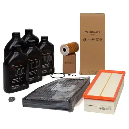 ORIGINAL AUDI filter set, 3 pieces + 5L 0W30 engine oil A3 8P Q3 8U TT 8J 1.6/2.0 TDI 90-170 hp