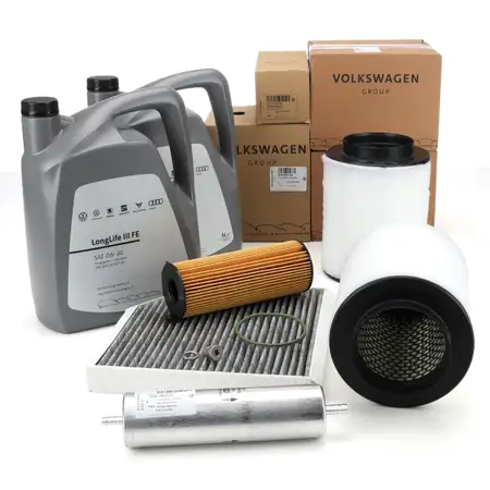 ORIGINAL AUDI filter set, 4 pieces + 10L 0W30 engine oil A8 (4H D4) 4.2 TDI quattro 351 hp