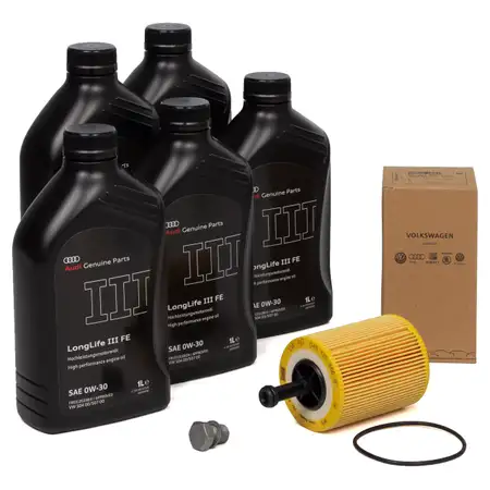5L ORIGINAL AUDI Motor&ouml;l Longlife 3 III 0W-30 504/507.00 + &Ouml;lfilter 071115562A