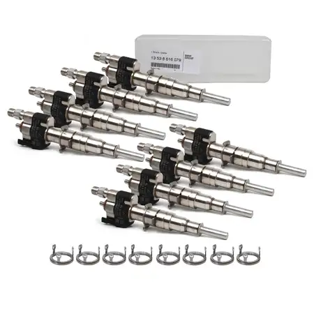 8x ORIGINAL BMW Einspritzventil + W&auml;rmeschutzscheibe F10/11 F12/13 F01-04 X5 X6 N63 S63