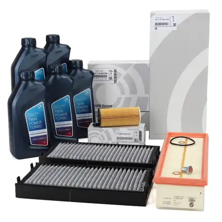 ORIGINAL BMW filter set, 3-piece + 5L 5W30 engine oil X5 F15 sDrive25d xDrive25d 231 hp B47