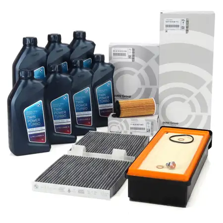 ORIGINAL BMW filter set, 3 pieces + 7L 5W30 engine oil X3 F25 X4 F26 xDrive30/35d N57 from 10/2011