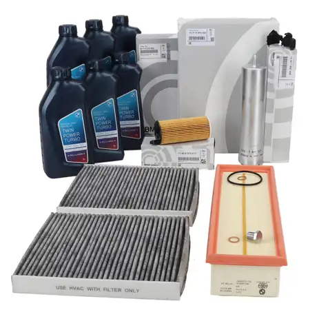 ORIGINAL BMW filter set, 4 pieces + 6L 5W30 engine oil, 5 Series F10 F11 518d 520d 136-211 hp B47