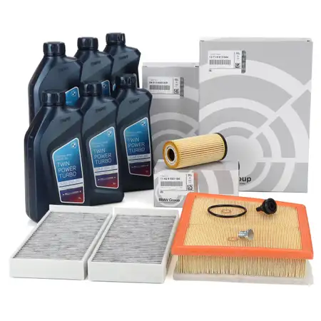 ORIGINAL BMW filter set, 3-piece + 6L 5W30 engine oil F40 F44/45/46 X1 F48 X2 F39 B38/37 B48/47