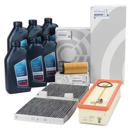 ORIGINAL BMW filter set, 3 pieces + 6L 5W30 engine oil X3 F25 X4 F26 sDrive18d xDrive20d B47